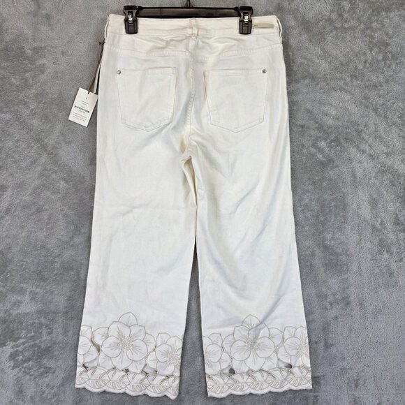 Pilcro Anthropologie Jeans Womens 30 Embroidered Floral Scallop Hem Cropped - Picture 9 of 13